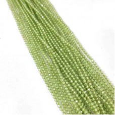 Olive Green Quartz 2-2.5mm round facet beads strand